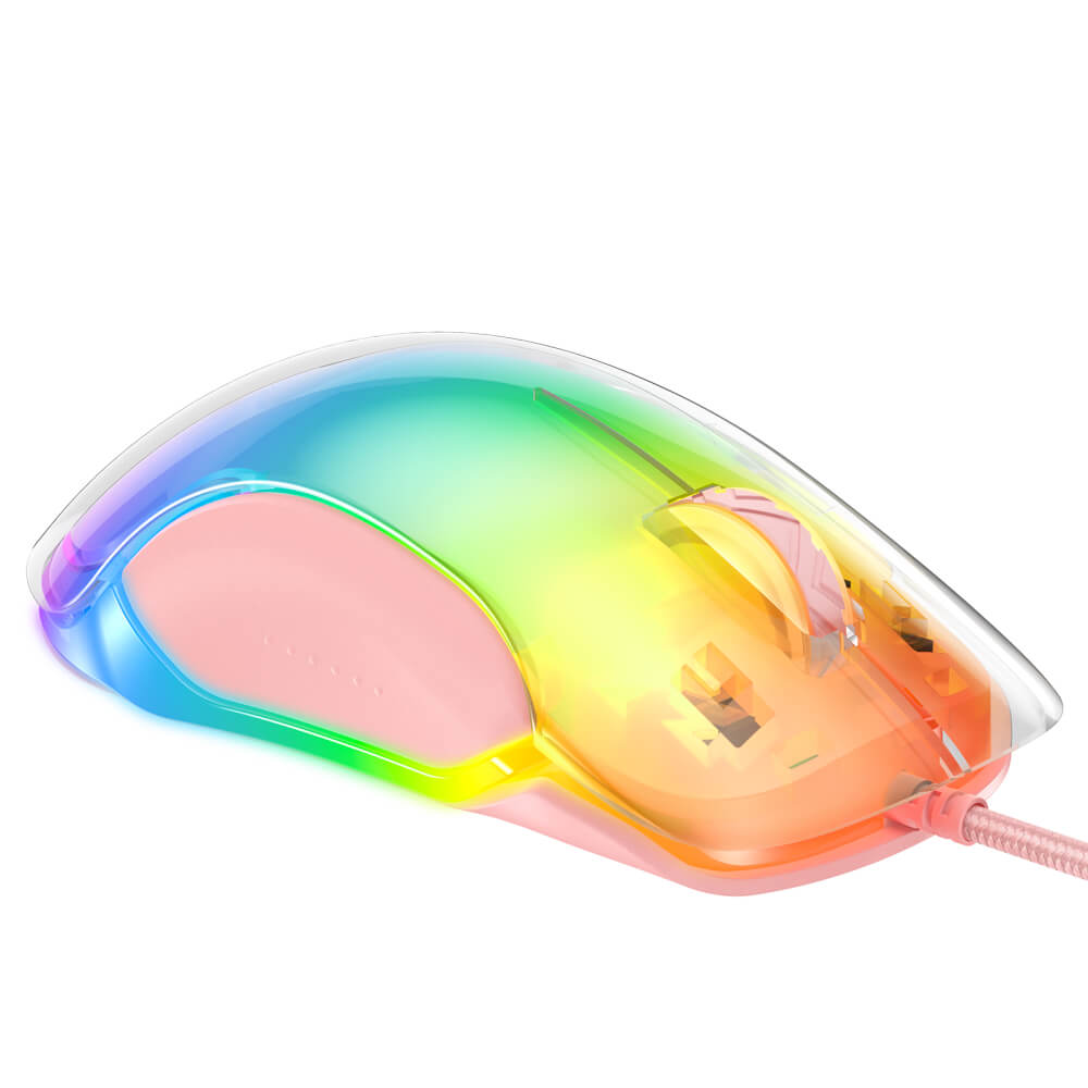 เมาส์เกมมิ่ง ONIKUMA CW925 RGB BACKLIT WIRED GAMING MOUSE - สีชมพู